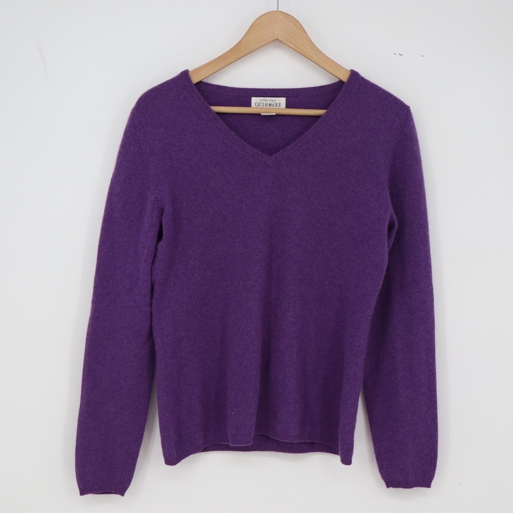Sutton Studio Cashmere Sweater Womens L V-Neck Purple Long Sleeve Excellent